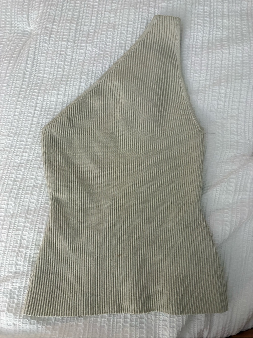 Babaton One-Shoulder Ribbed Top in Taupe